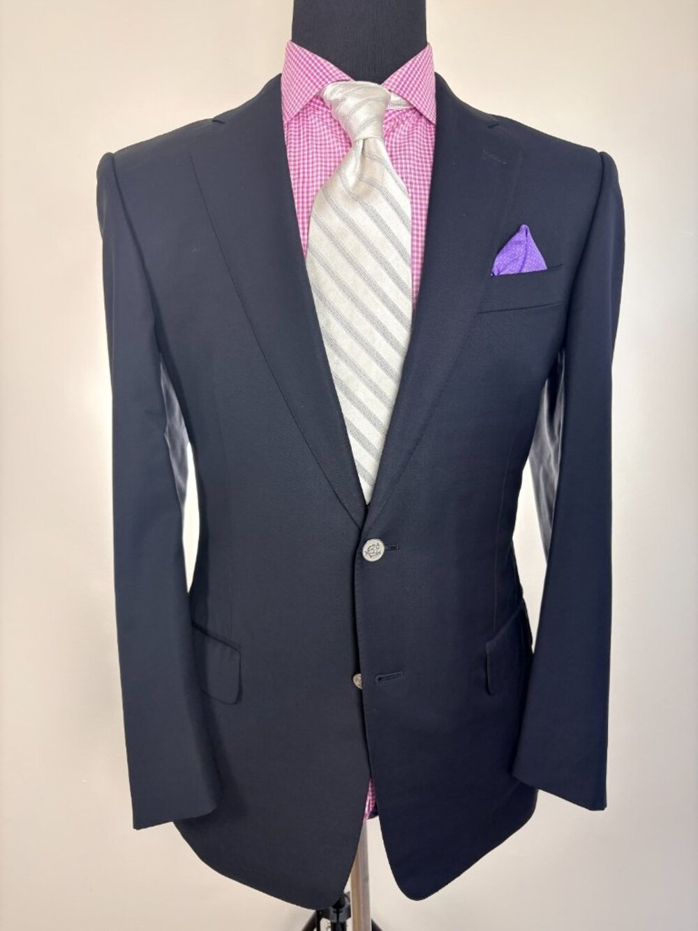 $2520 Dunhill Mod 2-Btn Navy Blazer Sport Jacket with ***LOGO*** Buttons 40 R